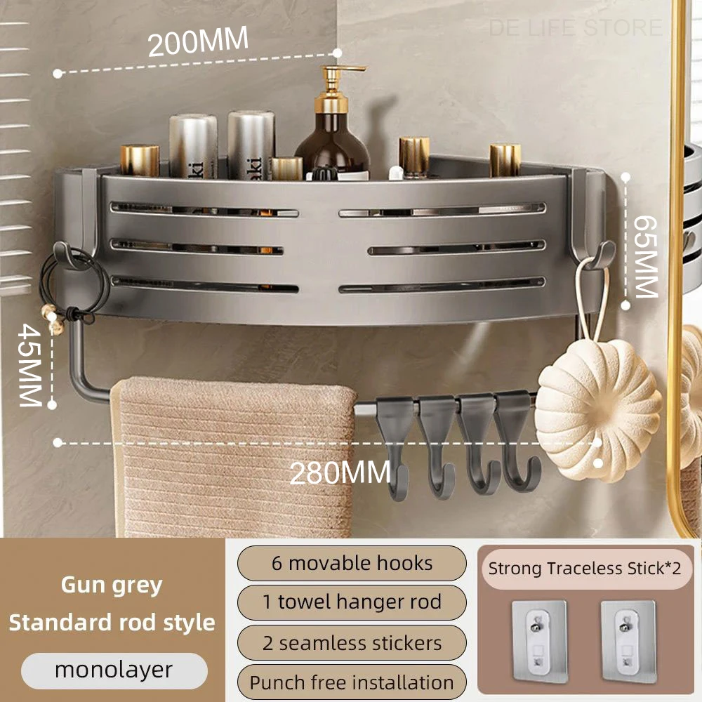 Douche Hoekplank Zonder Boren – Badkamer Organizer met Haak – Image 7