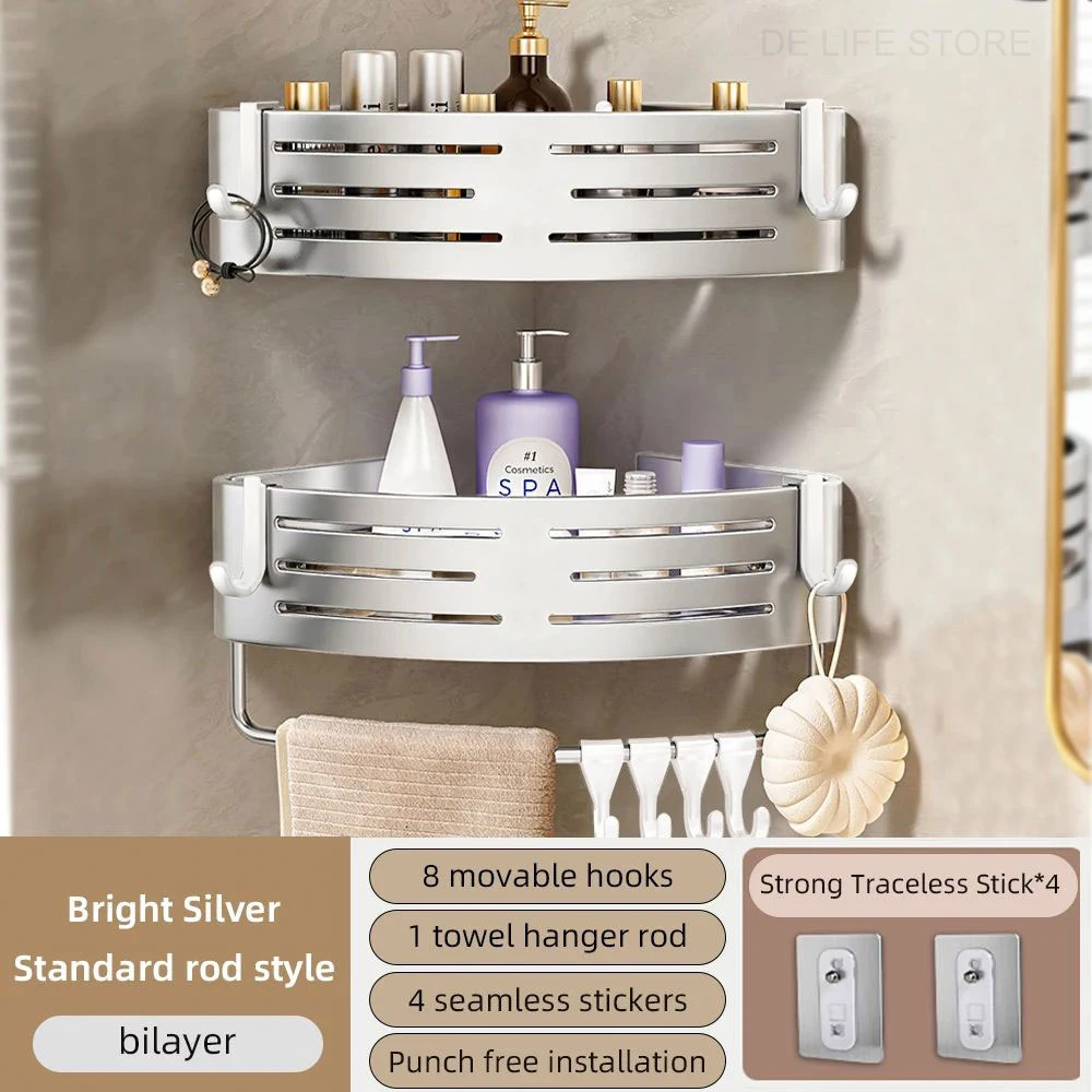 Douche Hoekplank Zonder Boren – Badkamer Organizer met Haak – Image 11