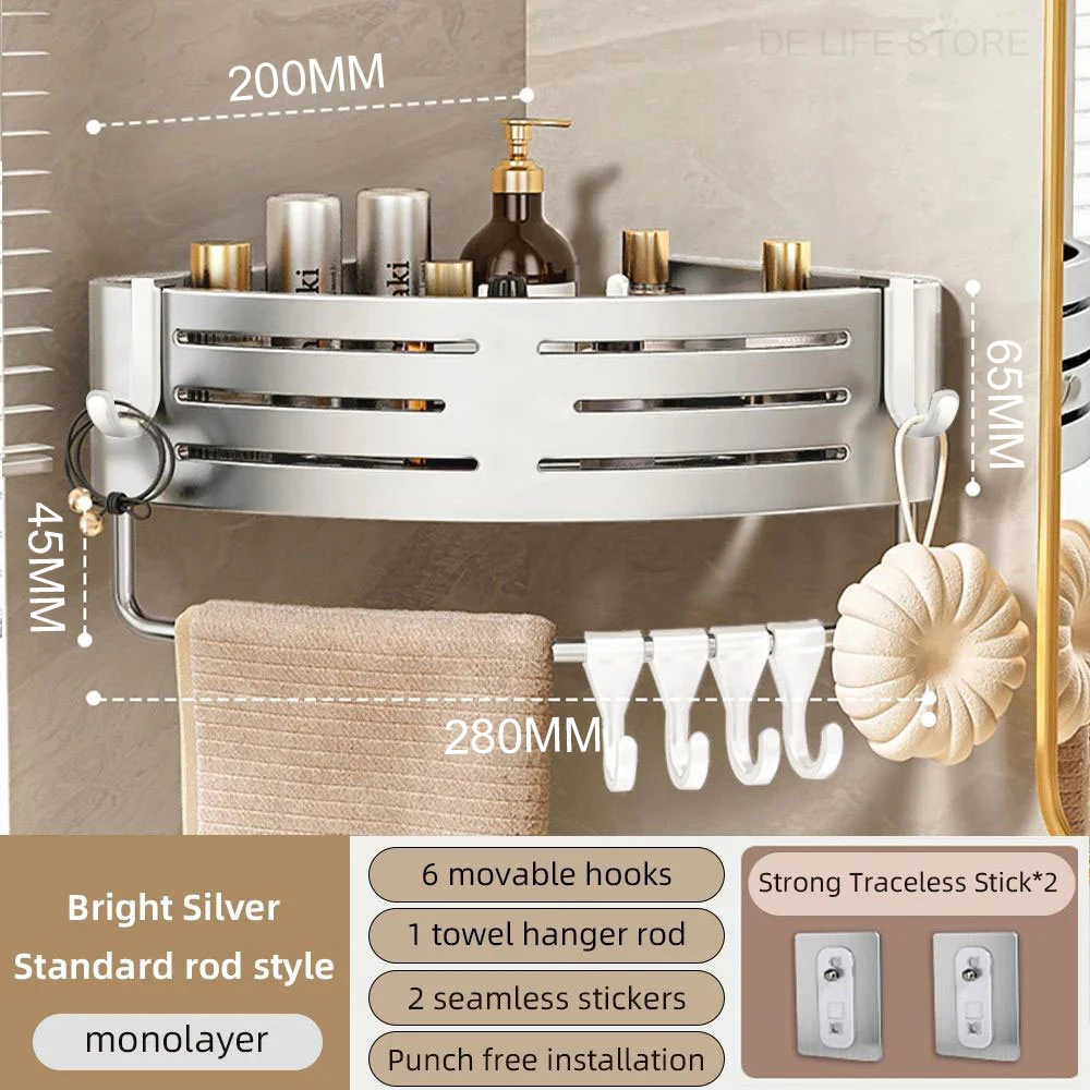 Douche Hoekplank Zonder Boren – Badkamer Organizer met Haak – Image 8