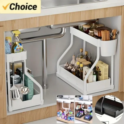 Onder Gootsteen Organizer – Uittrekbare Opberglade 2 Niveaus