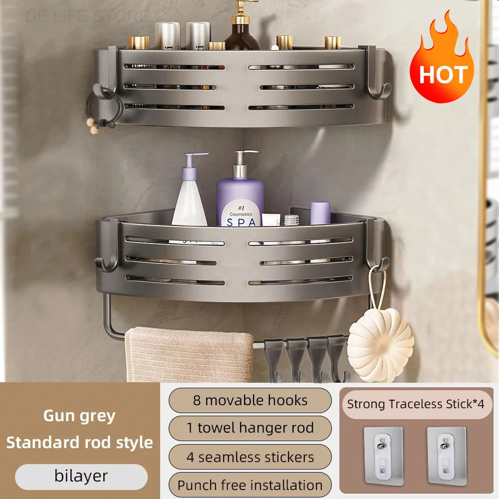 Douche Hoekplank Zonder Boren – Badkamer Organizer met Haak – Image 18