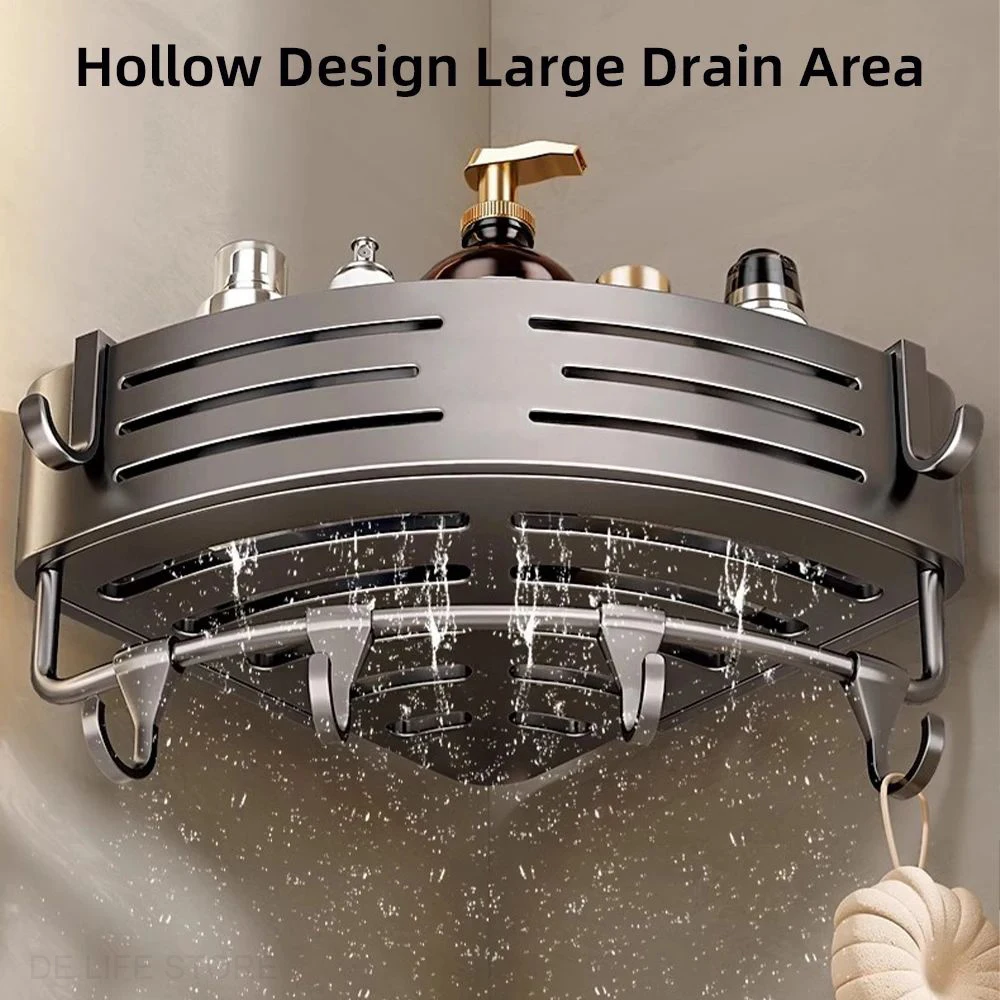 Douche Hoekplank Zonder Boren – Badkamer Organizer met Haak – Image 5